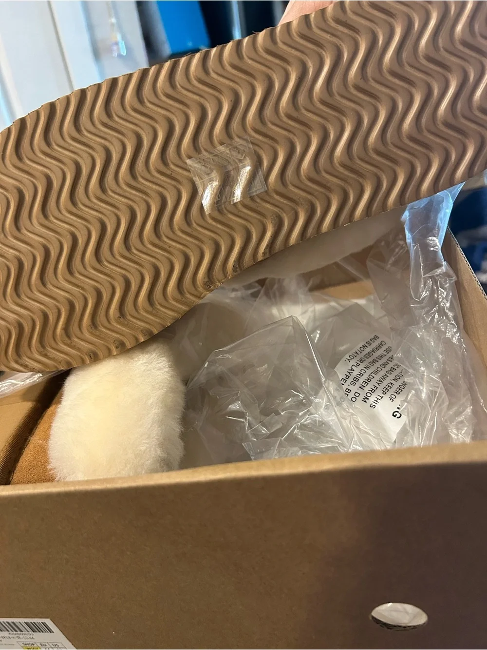 Cozy Shearling-Lined Slip-On Slippers in Chestnut